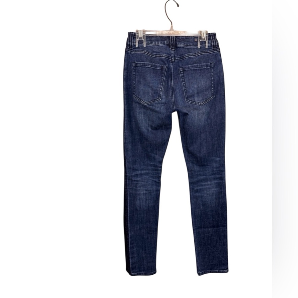 CAbi High Straight Tuxedo Stripe Jeans High-Rise Distressed Denim #3750. Sz 8 - Picture 4 of 9